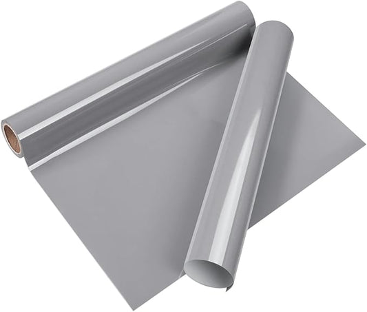 VINYL FROG Heat Transfer Vinyl Roll HTV Vinyl - 12" x5ft Grey Iron on Vinyl for T-Shirts, Heat Press Vinyl for DIY Craft Designs (Grey)