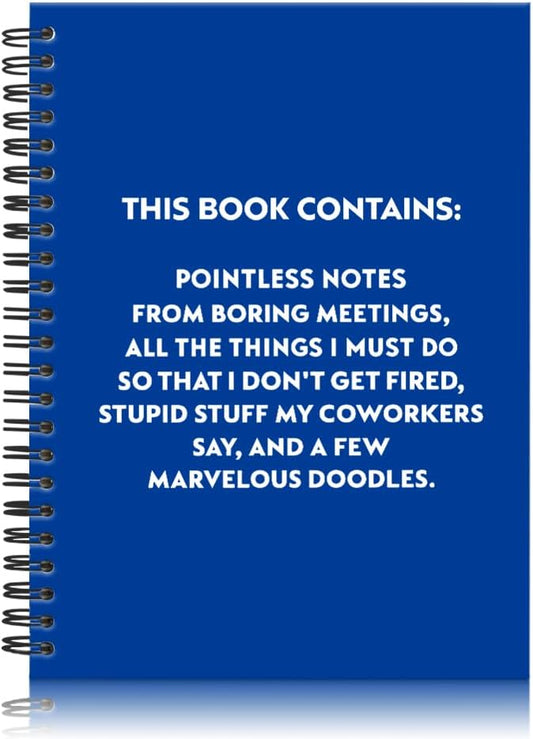 Pointless Notes from Boring Meetings Funny Dark Blue Golden Spiral Notebook, Humorous Office Gifts, Gag Gifts for Coworkers, Funny Office Sarcastic Gifts for Coworkers,Team Members, Employees