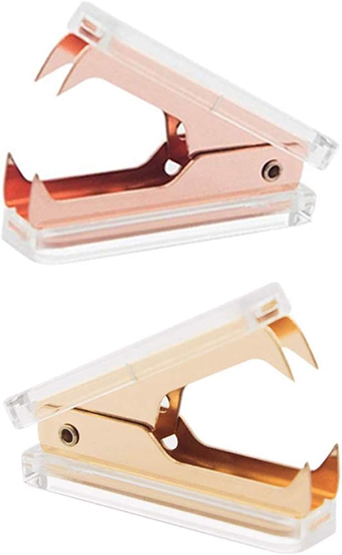 Rose Gold and Gold Staple Remover - 2 Pack Staple Removal Tool Set, Luxury Acrylic Rose Gold and Gold Office Supplies & Desk Accessories