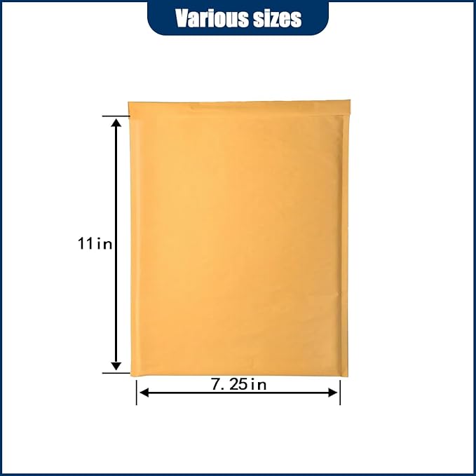 Natural Kraft Bubble Mailer Envelopes, Small Bubble Mailers 7.25x11 Inch, 25 Pack Padded Envelopes, Self-Seal Shipping Envelope,Tear-Resistant Mailing Envelope Padded