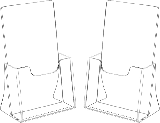 HIIMIEI 2 Pack 4 inch Wide Acrylic Brochure Holders for Pamphlets, Cards, Brochures, Magazines, Literature, Pamphlets Display Stand for Countertop