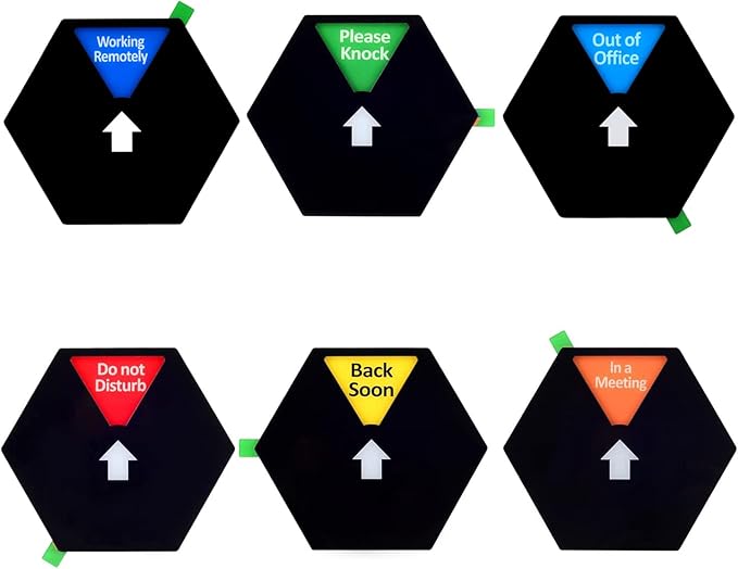 Kichwit Privacy Sign, Do Not Disturb, Please Knock, In a Meeting, Out of Office, Working Remotely, 5 Inches, Black