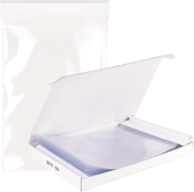 50 Pack Clip on Form Holder 50 Pack, PVC Buyers Guide Holder 9" x 13" Clear Plastic Pouch, Document Holders Window Hangers for Car Dealership