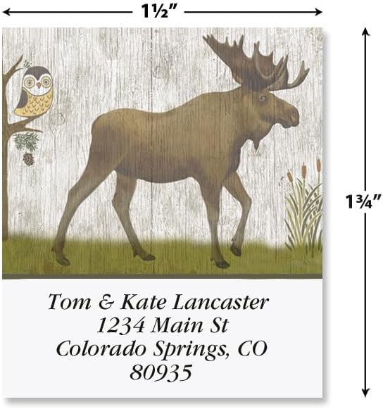 Woodland Lodge Square Address Labels (4 Designs) - Set of 144 1-1/8" x 2-1/4" Self-Adhesive, Flat-Sheet Label