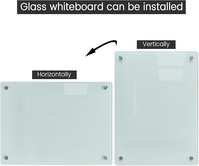 Magnetic Glass Writeboard 40"x60" Premium Tempered Dry Erase Boards Wall Mounted Frameless Whiteboard Bulletin Message Boards (White)