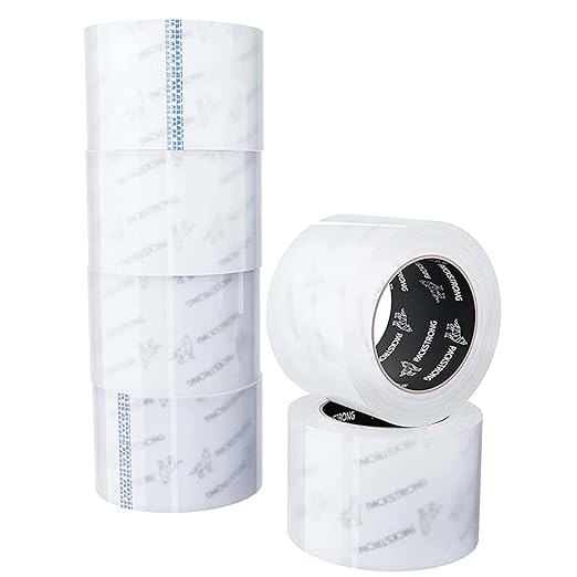 Packstrong Industrial Grade Clear Packing Tape 48 Rolls - 110 Yards per Roll - 3" Wide x 2.5 mil Thick, Acrylic Adhesive Heavy Duty Tape for Box Office Moving Packaging Shipping