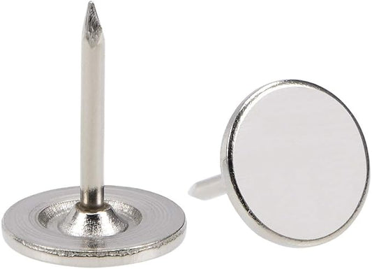 uxcell Upholstery Nails Tacks 11mmx15mm Flat Head Furniture Nails Pins Silver Tone for Furniture Sofa Headboards, 50 Pcs