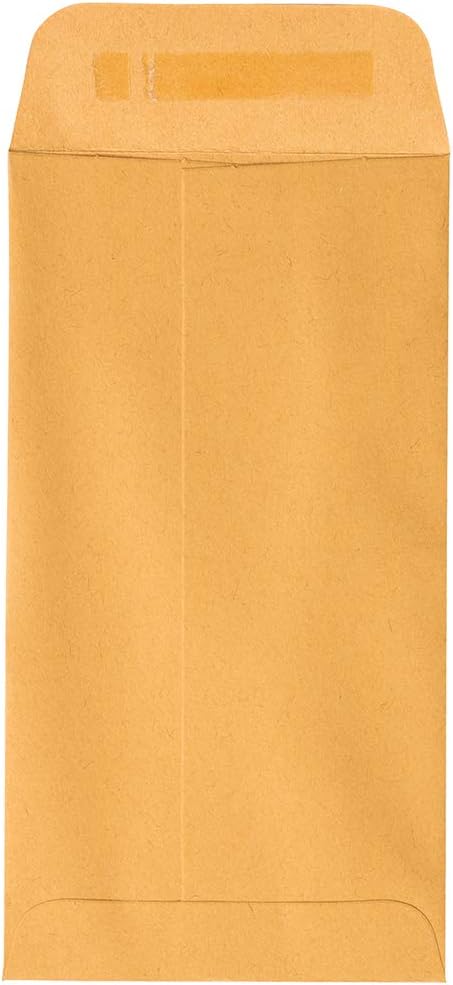 JAM PAPER #7 Coin Business Envelopes with Peel and Seal Closure - 3 1/2 x 6 1/2 - Brown Kraft Manila - Bulk 250/Box