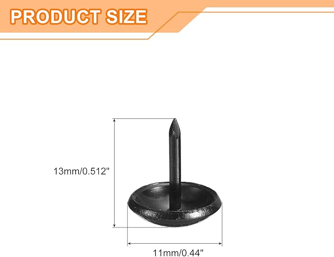 uxcell Upholstery Tacks Nail Pins Furniture, 150Pcs 11x13mm Thumb Tack Pins Assortment Kit Carbon Steel for Home Sofa DIY Decorative Nail Heads Nails, Black