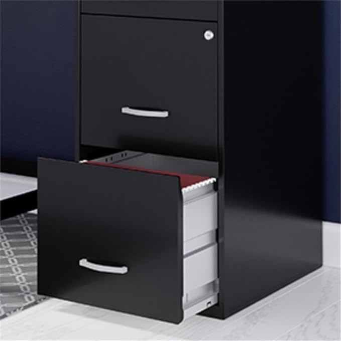 Scranton & Co Set of 2 18" D 3-Drawer Metal Filing Cabinet with Pencil Drawer