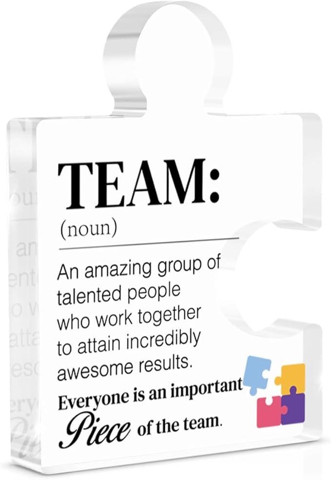 Team Gift Thank You Appreciation Gifts for Coworkers Colleagues Employees Team Definition Acrylic Puzzle Piece Plaque Office Decor