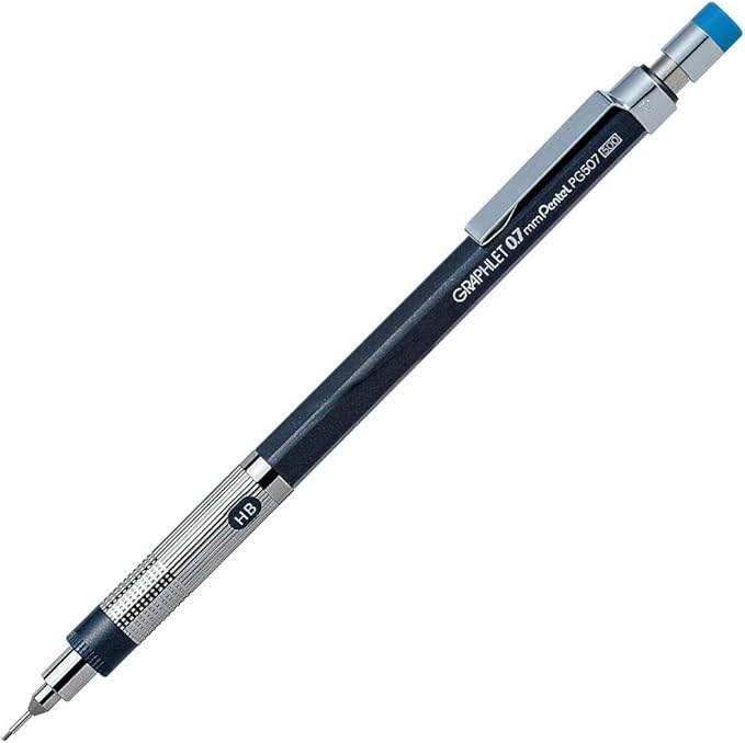 Graphlet Mechanical Drafting Pencil + Ain HB/B/2B leads, original Black slim pen case (0.7mm)