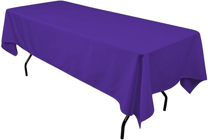 Gee Di Moda Rectangle Tablecloth - 60 x 102 Inch Purple Table Cloth for 6 Foot Rectangle Table - Heavy Duty Washable Fabric - for 6 Ft Buffet Table, Holiday Party, Dinner, Wedding & Baby Shower