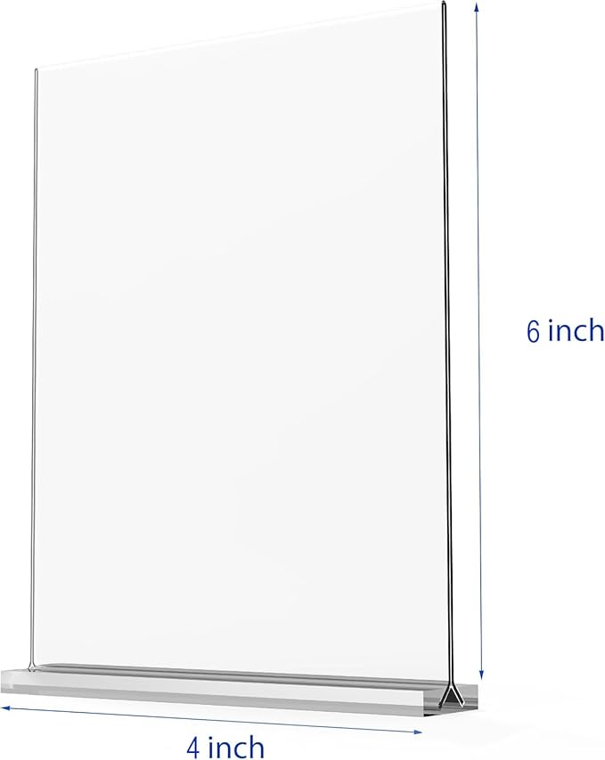 newnewshow 4x6 Inch Clear Acrylic Sign Holder, Display Stand, Plastic Card Holder for Business, Office, Retail (4x6 Inch 6 Pack)