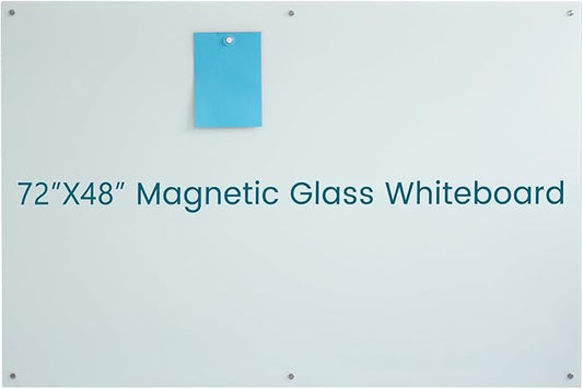 Magnetic Glass Dry Erase WhiteBoard 72"x48",Frosted Surface Glass White Board Wall Mounted for Office School Home