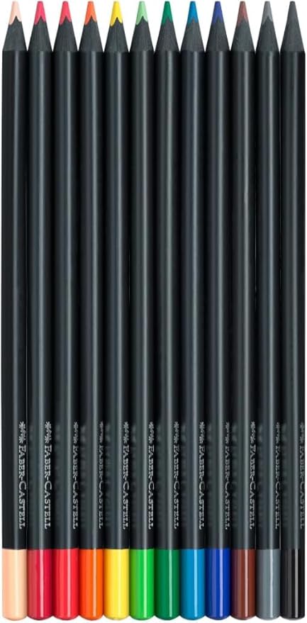 Faber-Castell Black Edition Colored Pencils: 12 Classic