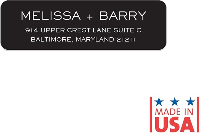 Striking Black Modern Rolled Address Labels/Roll of 500 Personalized Address Labels/Designer Return Address Stickers in Elegant Plastic Dispenser