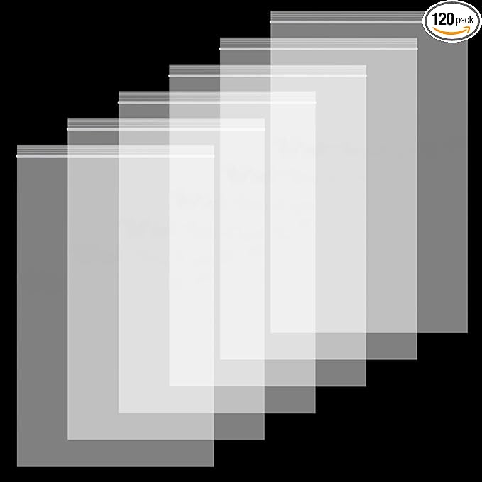 120Pcs 6" x 9" Clear Plastic Zip Bags, 2 Mil Thick Resealable Storage Baggies for Jewelry, Small Items, Packaging & Travel