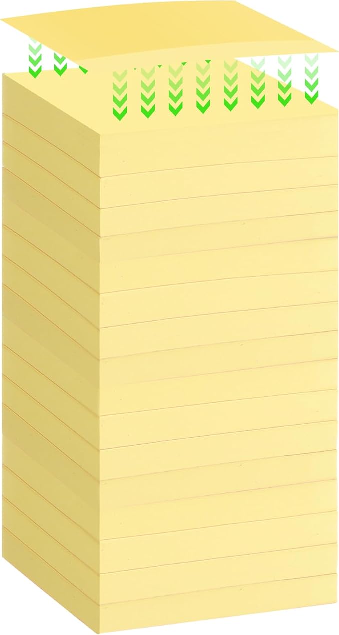 Thenshop 24 Sets Full Adhesive Sticky Notes 3x3 Inches Sticky Notes Adhesive Memo Self-Stick Pads Back to School Supplies Easy to Post for Teacher Coworkers Office 80 Sheets/pad(Yellow,Unlined)