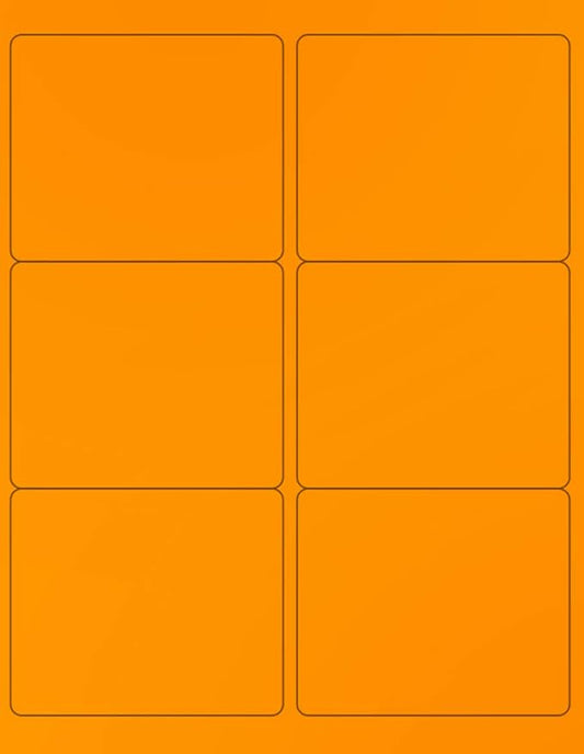 NextDayLabels - 8-1/2 x 11 Neon Color High Light Fluorescent Labels for Laser & Inkjet Printer (Orange Fluorescent, 4" x 3-1/3" - 6 Per Page | 600 Labels)