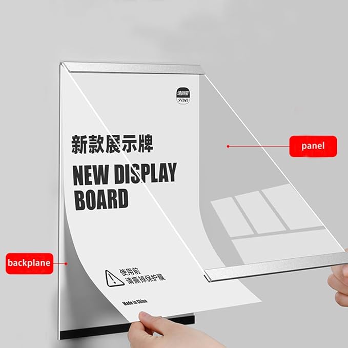 Wall Mount Acrylic Sign Holder Self Adhesive Magnetic Display Frame Clear Document Frame for Office, Store, School, Home, Wall Picture Frame (Horizontal A4 210×297mm/8.27×11.69inches)