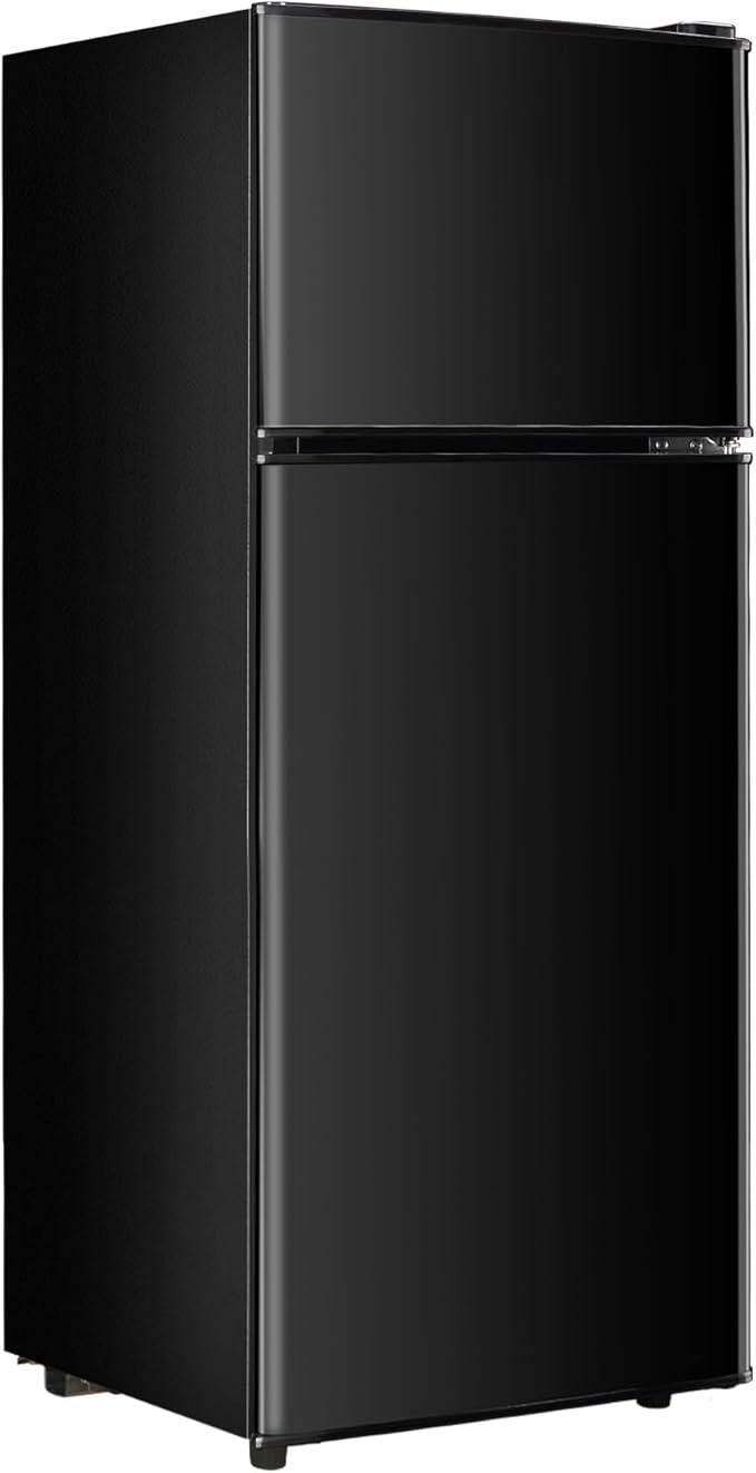Dorm Fridge with Freezer, Small Refrigerator 3.6 Cu. Ft. with Freezer for Apartment, Temperature Adjustable Apartment Size Fridge for Kichen, College, RV, Office, Black
