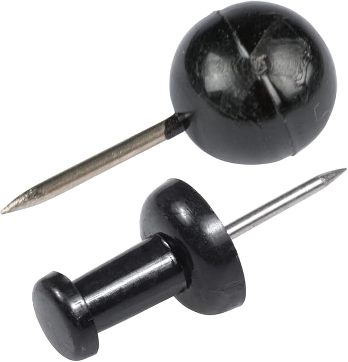 JAM PAPER Colorful Push Pins - Flat & Round Head Thumb Tack Combo Set - Black Pushpins - 200/Pack