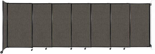 Wall-Mounted Sliding StraightWall Room Divider | Adjustable Widths | Locking Wheels | Room Separator | Up to 15'6" Wide x 5' Tall Mocha Fabric Panels