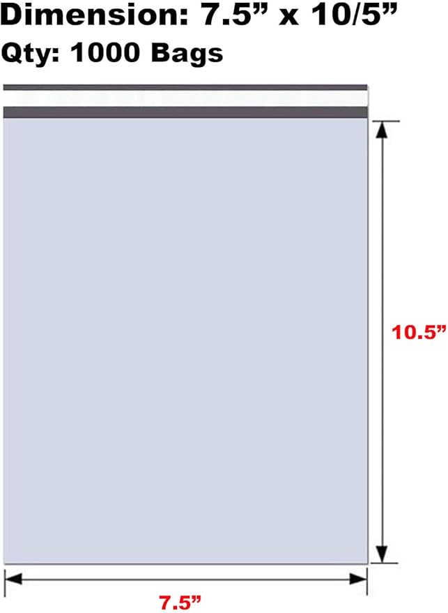 iMBAPrice 1000 - 7.5x10.5 Premium Matte Finish White Poly Mailers Envelopes Bags (iMBA-2PM-1000)