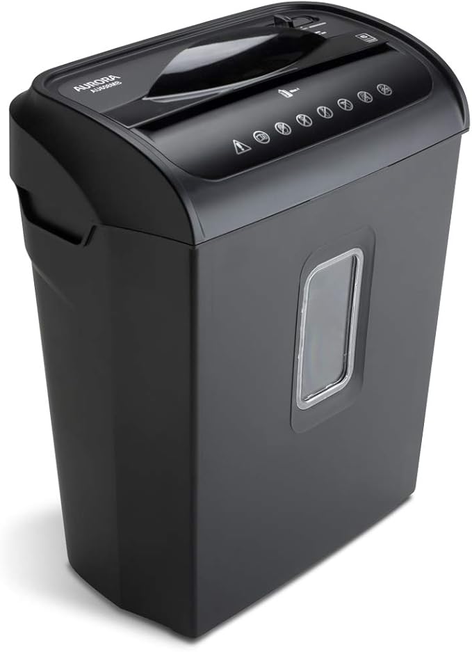 Aurora AU608MB High-Security 6-Sheet Micro-Cut Paper Credit Card Shredder with 3.5-Gallon Wastebasket, 4-Minute Continuous Running Time, Security Level P-4