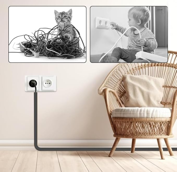 Side Open One Cord Cable Raceway Wire Cover for Cords, Our Cable Track is Best Suited for one Wire (Diameter <0.27"),Wire Raceway Management Cable Concealer Channel (Black, 39in)