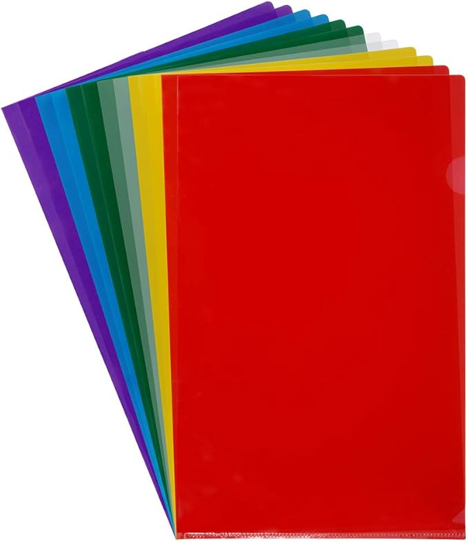 JAM PAPER Plastic Sleeves - Legal Size - 9 x 14 1/2 - Assorted Color Project Pockets - 12 Page Protectors/Pack