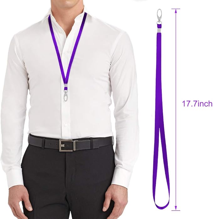 50 Pack Lanyards for Id Badges Holder Bulk Lanyard with Clip Swivel Hooks(Purple)