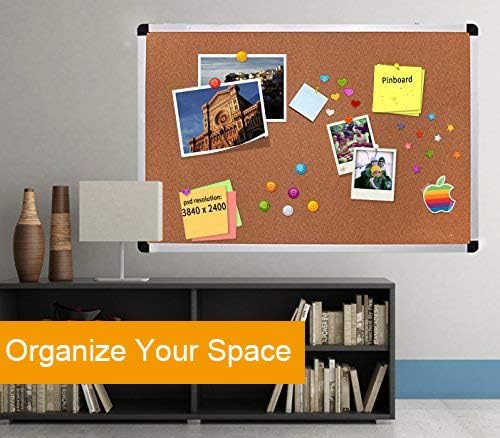 2-Pack 36 x 24 Inch Cork Board Bulletin Notice Board Message Memo Pin Board for Home Office School, Silver Aluminum Frame