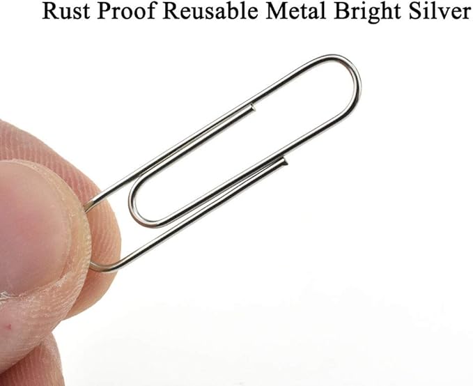 HAHIYO Paper Clips Sturdy 1.3”(33mm) Length 280 Pack Paperclips Heavy Duty Tight Grip Rust Proof Reusable Metal Bright Silver for Home Office School