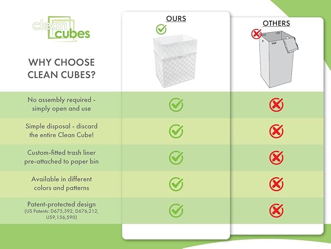 | 13 Gallon Disposable Trash Cans (6-Pack) with Fitted Trash Bags - Reusable Garbage and Recycling Bins for Parties, Events, and More (Trellis - 17" Height x 13.5" Width x 10" Depth)