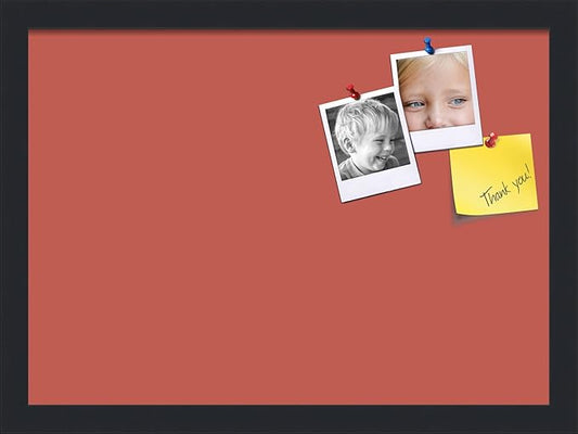 PinPix 18x13 Inch Cork Bulletin Board. This Decorative Framed Pin Board Comes with Crimson Pastel Design and a Satin Black Frame. Ideal for Home Office Decor or Message Board (PinPix-1807)