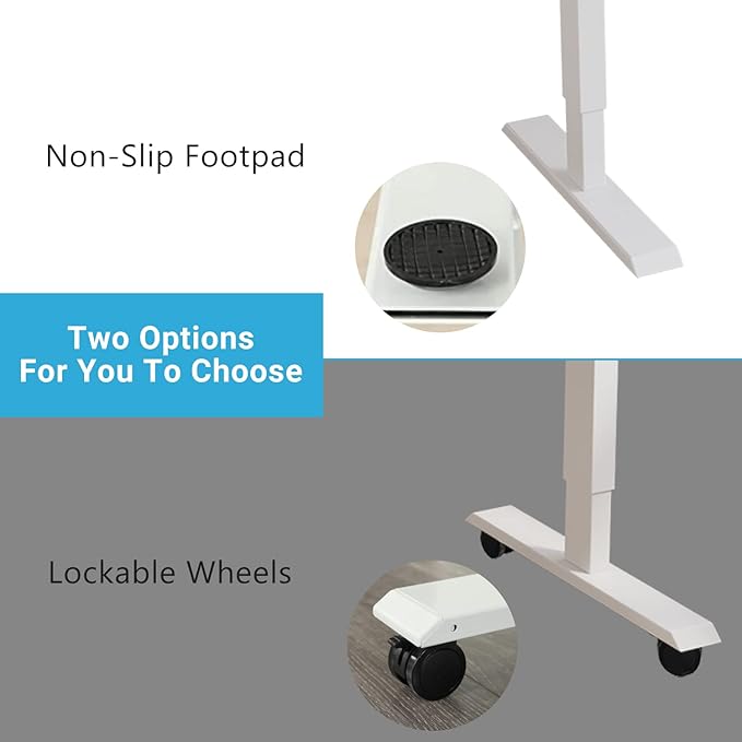 Electric Height Adjustable Standing Desk, 55 x 24 inches Sit - Stand Desk for Work or Home Office Push Button Memory Settings Oak+White Splice Board/White Frame