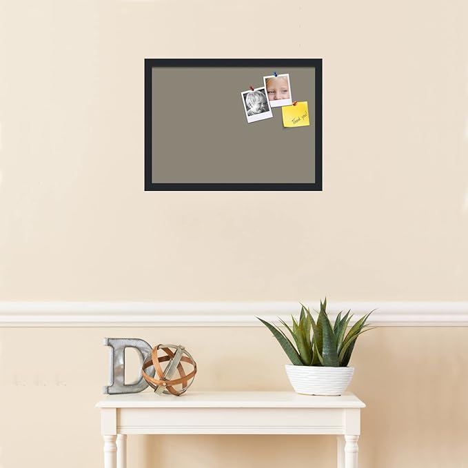 PinPix 21x15 Inch Cork Bulletin Board. This Decorative Framed Pin Board Comes with Pewter Design and a Satin Black Frame. Ideal for Home Office Decor or Message Board (PinPix-1812)
