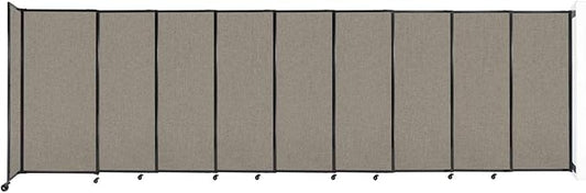 Wall-Mounted Sliding StraightWall Room Divider | Adjustable Widths | Locking Wheels | Room Separator | Up to 19'9" Wide x 6' Tall Warm Pebble Fabric Panels