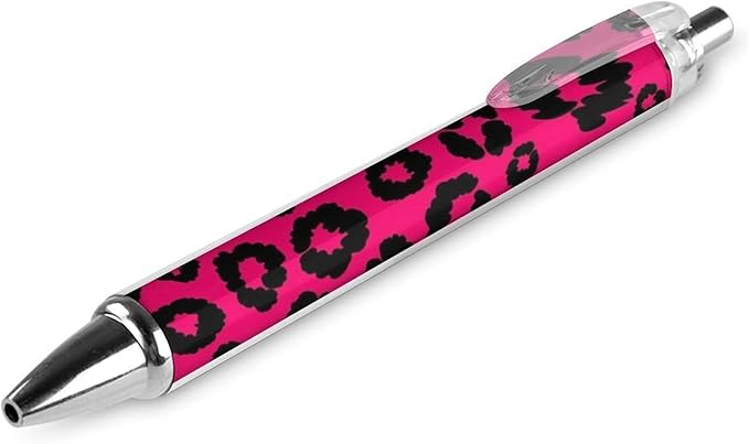 Womens Smooth Writing Pens, Cute Retractable Ballpoint Pens with Black Ink, Cheetah Pink Leopard Print Ball Point Pen Stationary for Teacher Writer, 0.5mm, 2 Pcs