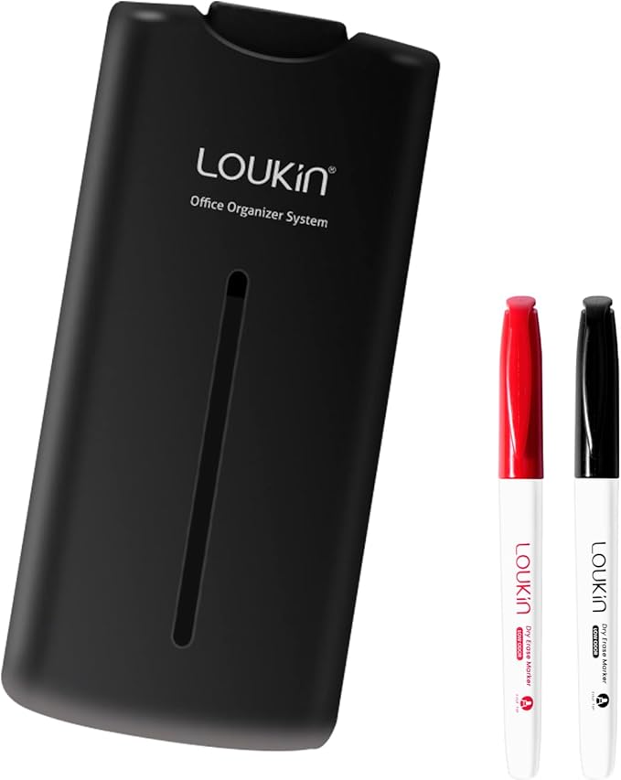 loukin All-in-One Magnetic Dry Erase Eraser, Patent Whiteboard Eraser with Whiteboard Cleaner, Ideal for Classroom, Home and Office Use, 2 Markers Included