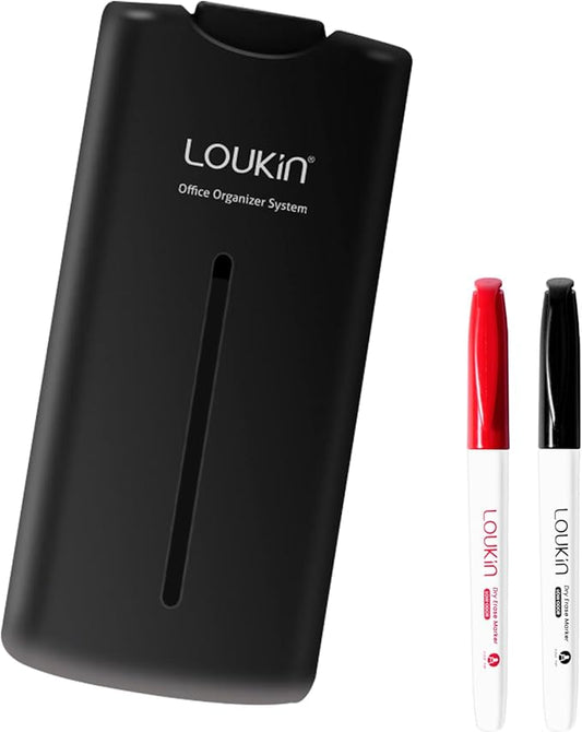 loukin All-in-One Magnetic Dry Erase Eraser, Patent Whiteboard Eraser with Whiteboard Cleaner, Ideal for Classroom, Home and Office Use, 2 Markers Included