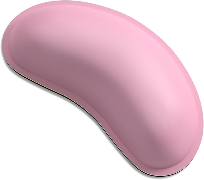 Dapesuom Mouse Wrist Rest, Ergonomic Memory Foam Mouse Wrist Support, Leather Hand Rest Pad Cushion for Gaming, Office, Laptop, Wireless Mouse, Men, Women, Pain Relief & Easy Typing, Rose Pink