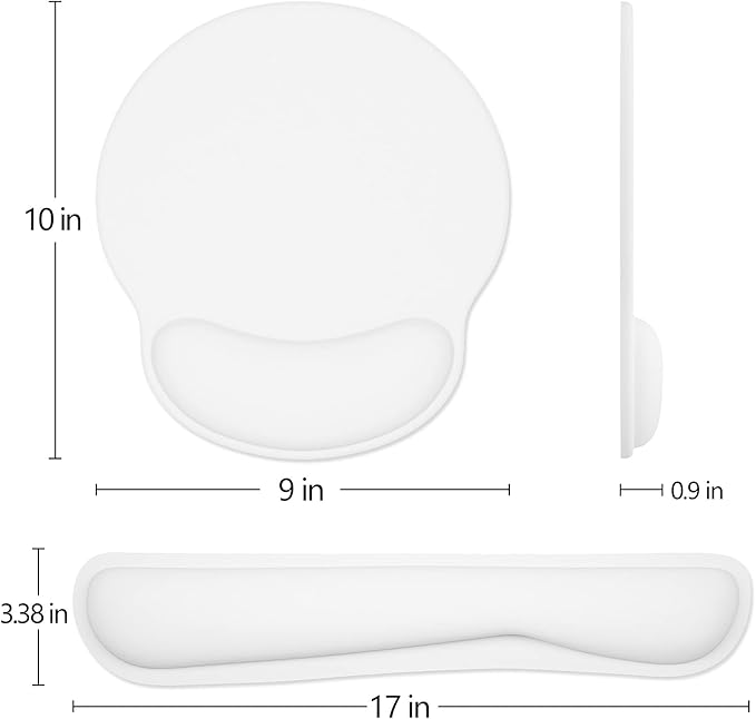 Dapesuom Keyboard Wrist Rest and Mouse Pad with Wrist Support, Memory Foam Wrist Rests for Keyboard and Mouse Set, Ergonomic Wrist Pad with Non Slip Base for Easy Typing & Pain Relief,Ivory White