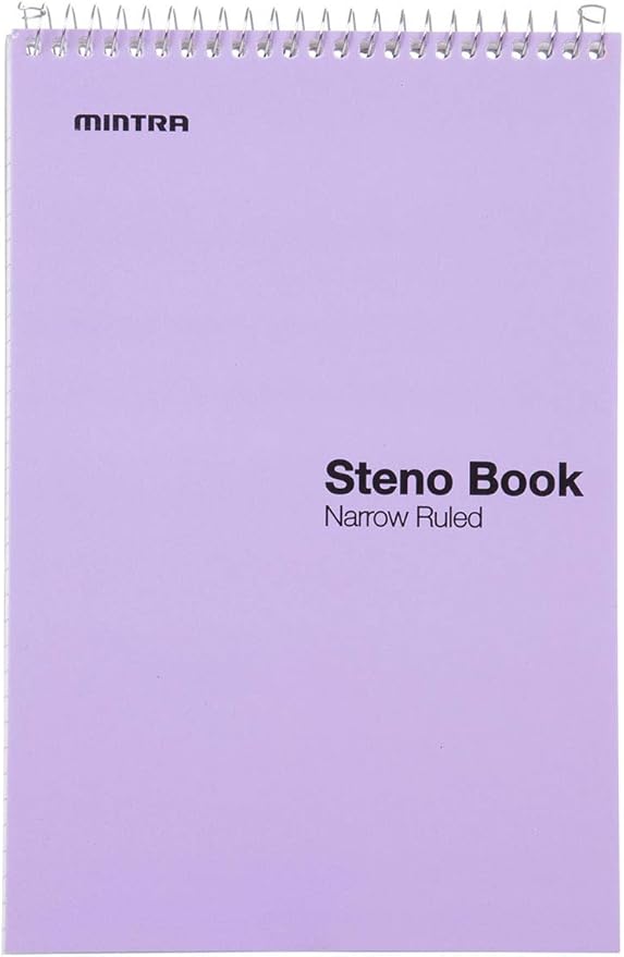 Mintra Office Steno Book - (Pastel Colors, 4 Pads/Pack, Narrow Ruled) - 6inx9in, 70 Sheets, Notebook for writing notes in school, university, college, work, office