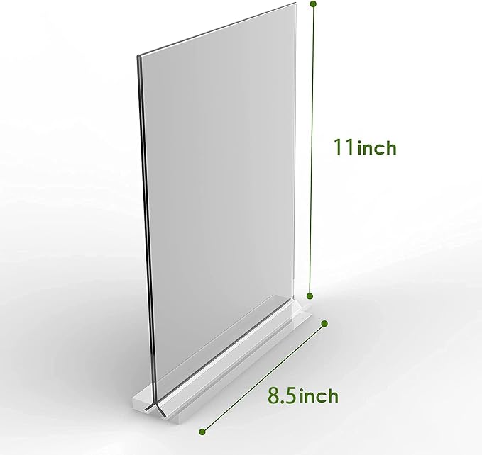 Acrylic Sign Holder 8.5x11 Inches 3 Pack T Shape Desktop Display Stand Vertical Double Sided Clear Table Menu Flyer Holder for Restaurants, Office, Shop, Wedding