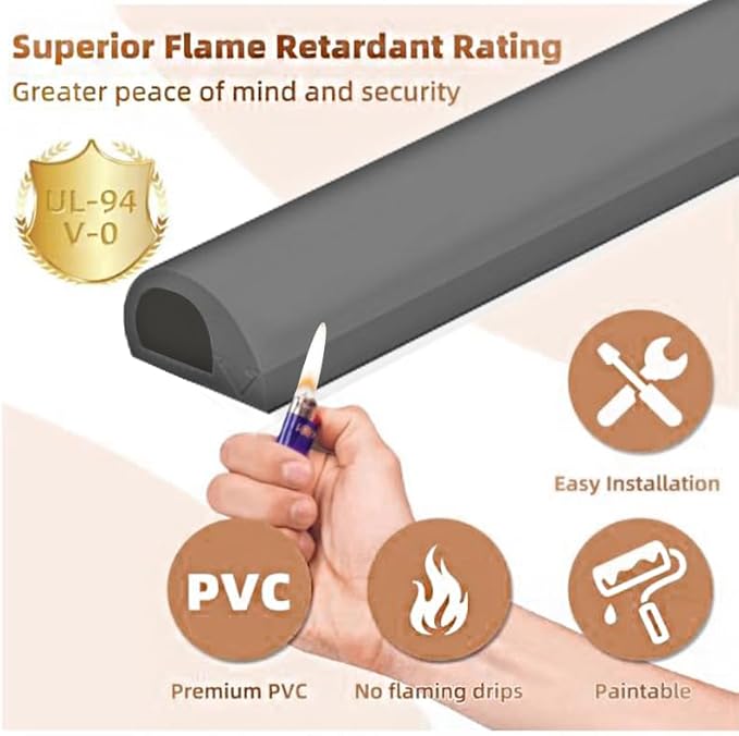 RPXRPXSide Open One Cord Cable Raceway Wire Cover for Cords, Our Cable Track is Best Suited for one Wire (Diameter <0.27"),Wire Raceway Management Cable Concealer Channel (Grey, 390in)