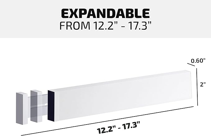 4 Pack Drawer Dividers Bamboo 2.6" High, 12.5"-17" Adjustable Drawer Organizers for Clothes, Expandable Dresser Separators in Bedroom/Bathroom/Kitchen/Office Organization and Storage (White)