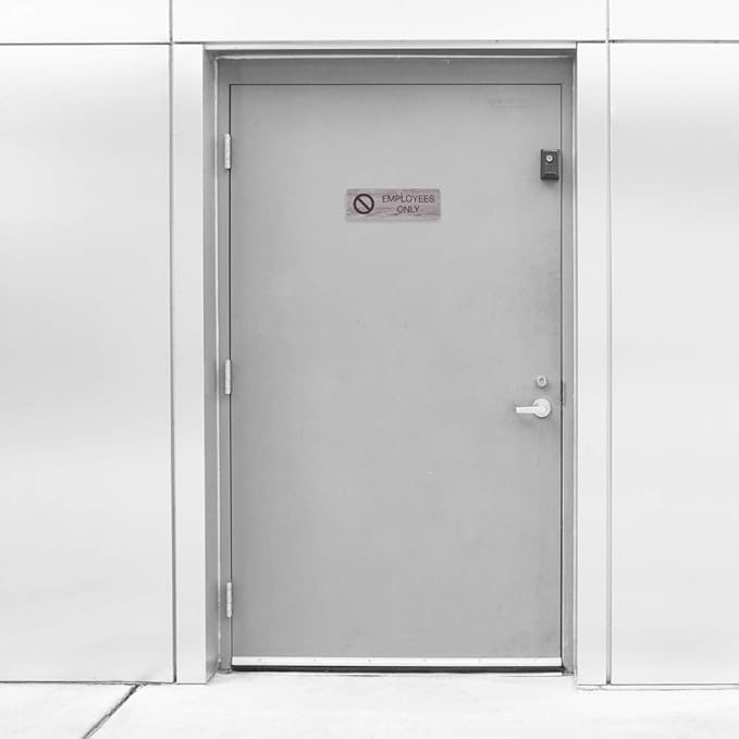 SBLABELS Employees Only Indoor Easy Adhesive Mount Door and Wall Sign for Private Rooms Restaurants and Small Businesses 3" x 9" - Ash Grey Wood